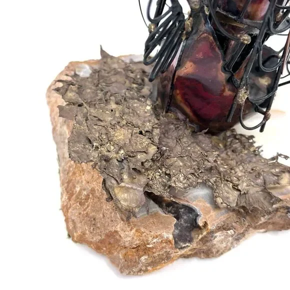 Vintage Nautical Decor Sculpture Copper Metal Sailboat On Marble Stone Base - Picture 4 of 10